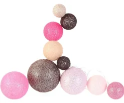 Guirlande lumineuse boules colorées 10 leds multi-tailles (Fuschia)