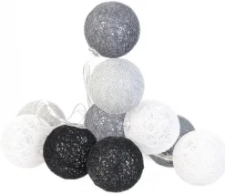Guirlande lumineuse boules colorées 10 LED 1,92 m (Gris, Noir, Blanc)