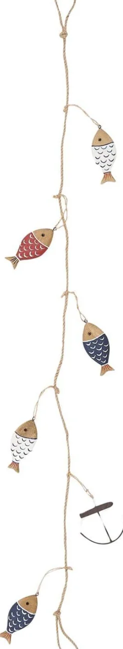 Guirlande poissons en bois et ancre 1.30 m