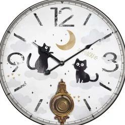 Horloge avec balancier Chats 58 cm (Deux chats)
