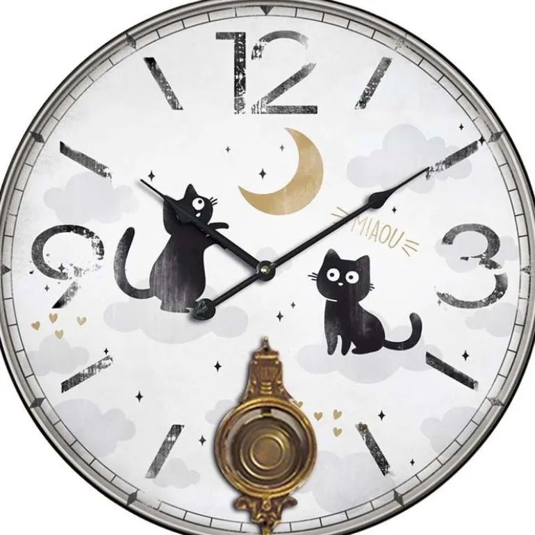 Horloge avec balancier Chats 58 cm (Deux chats)