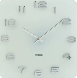 Horloge carrée vintage en verre 35 cm (Blanc)