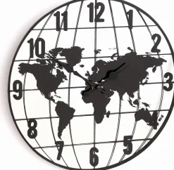 Horloge effet miroir mappemonde 30 cm