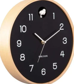 Horloge en bois de bouleau Natural Cuckoo (Noir)
