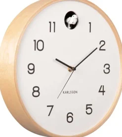 Horloge en bois de bouleau Natural Cuckoo (Blanc)