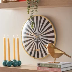 Horloge en métal Candy Swirl Dome (Noir)