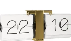 Horloge moderne bicolore Flip No Case (Blanc et doré)