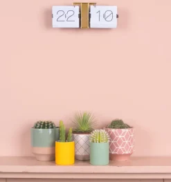 Horloge moderne bicolore Flip No Case (Blanc et doré)