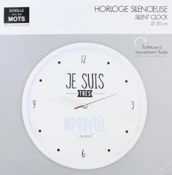 Horloge moderne 30 cm Je suis... (Blanc)