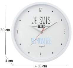 Horloge moderne 30 cm Je suis... (Blanc)
