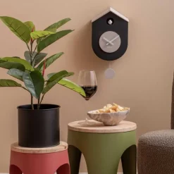 Horloge murale en ABS Grato Cuckoo (Noir et gris clair)