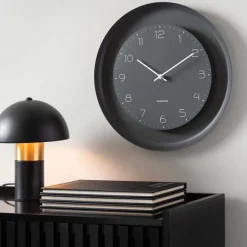 Horloge murale en métal Dual Disc (Gris foncé)