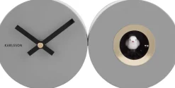 Horloge murale en métal mat Duo Cuckoo (Gris)