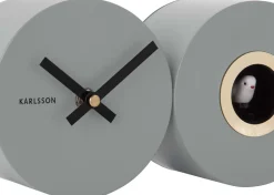 Horloge murale en métal mat Duo Cuckoo (Gris)