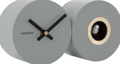 Horloge murale en métal mat Duo Cuckoo (Gris)