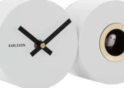 Horloge murale en métal mat Duo Cuckoo (Blanc)