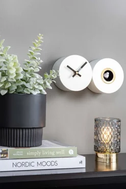 Horloge murale en métal mat Duo Cuckoo (Blanc)