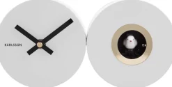 Horloge murale en métal mat Duo Cuckoo (Blanc)