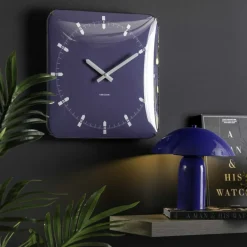 Horloge murale en métal Sucinto Dome Square (Bleu)