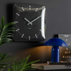Horloge murale en métal Sucinto Dome Square (Noir)