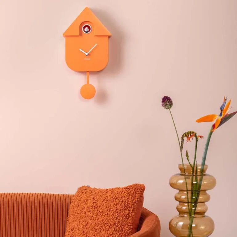Horloge murale moderne Cuckoo (Orange)