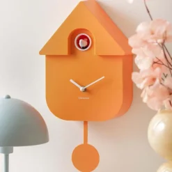 Horloge murale moderne Cuckoo (Orange)