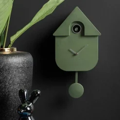 Horloge murale moderne Cuckoo (Vert jungle métallique)