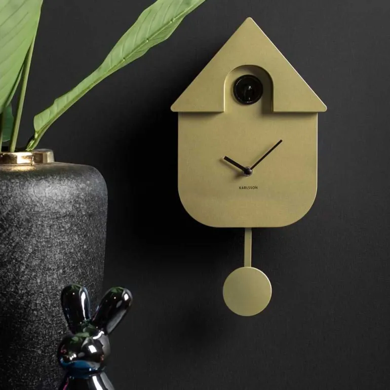Horloge murale moderne Cuckoo (Or métallique)