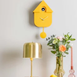 Horloge murale moderne Cuckoo (Jaune)