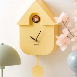 Horloge murale moderne Cuckoo (Jaune clair)