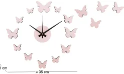 Horloge murale pastel DIY Butterfly (Rose pâle)