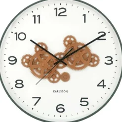 Horloge murale ronde Open Gear (Vert jungle et jaune ocre)