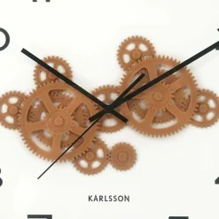 Horloge murale ronde Open Gear (Vert jungle et jaune ocre)