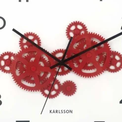 Horloge murale ronde Open Gear (Noir et rouge)