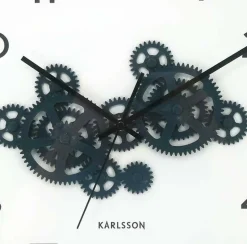 Horloge murale ronde Open Gear (Jaune ocre et bleu foncé)