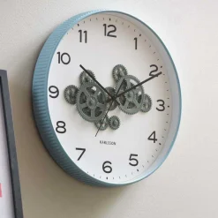 Horloge murale ronde Open Gear (Bleu et vert jungle)