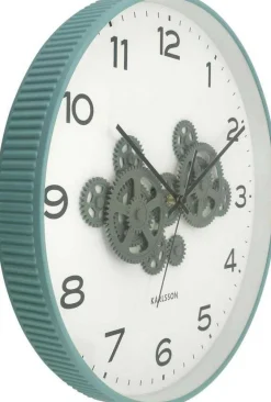 Horloge murale ronde Open Gear (Bleu et vert jungle)