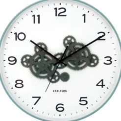 Horloge murale ronde Open Gear (Bleu et vert jungle)