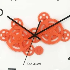 Horloge murale ronde Open Gear (Gris souris et orange)