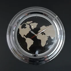 Horloge néon mappemonde 30 cm