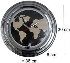 Horloge néon mappemonde 30 cm