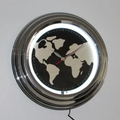 Horloge néon mappemonde 30 cm