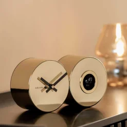 Horloge à poser en métal Duo Cuckoo (Doré)