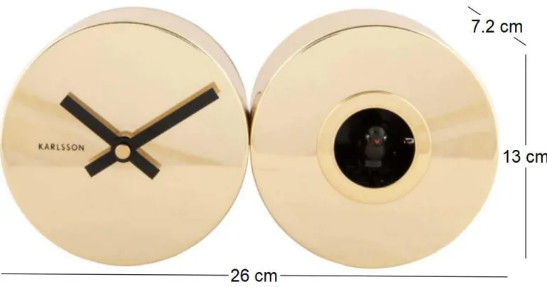 Horloge à poser en métal Duo Cuckoo (Doré)