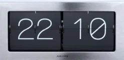 Horloge à poser Flip Box (Acier brossé et noir)