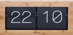Horloge à poser Flip Box (Bambou et noir)
