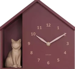 Horloge à poser Siting cat (Rouge bordeaux)