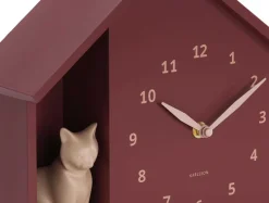 Horloge à poser Siting cat (Rouge bordeaux)