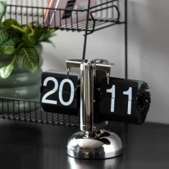 Horloge à poser Small Flip (Chrome)