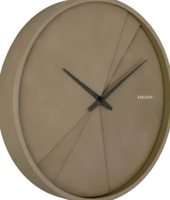 Horloge ronde en bois Lines 30 cm (Vert mousse)
